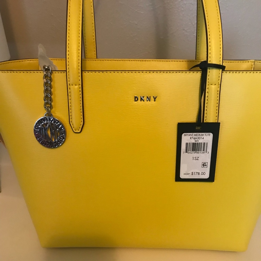 DKNY lemon yellow medium tote